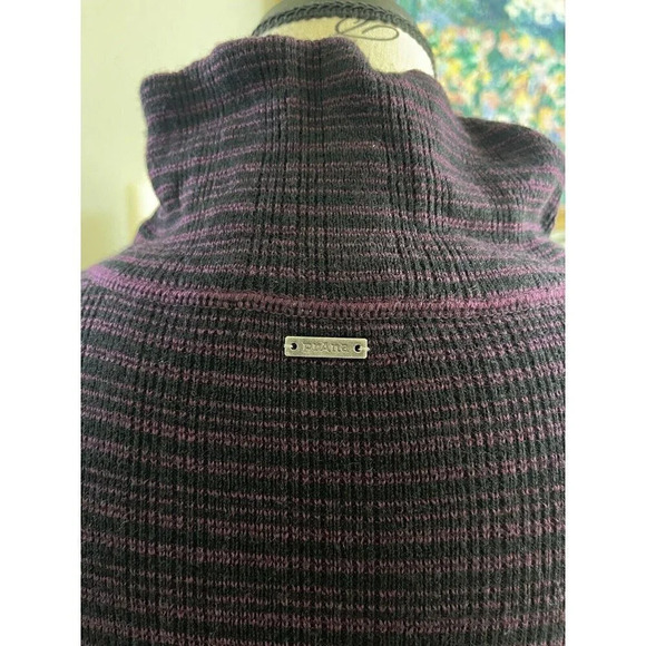 Prana Kelland Wool Blend Plum Burgundy Stripe Sweater Knit Long Sleeves Medium - Picture 6 of 12